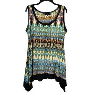 Nicole Max Sleeveless Tunic Top Bright Print Women's Size Large